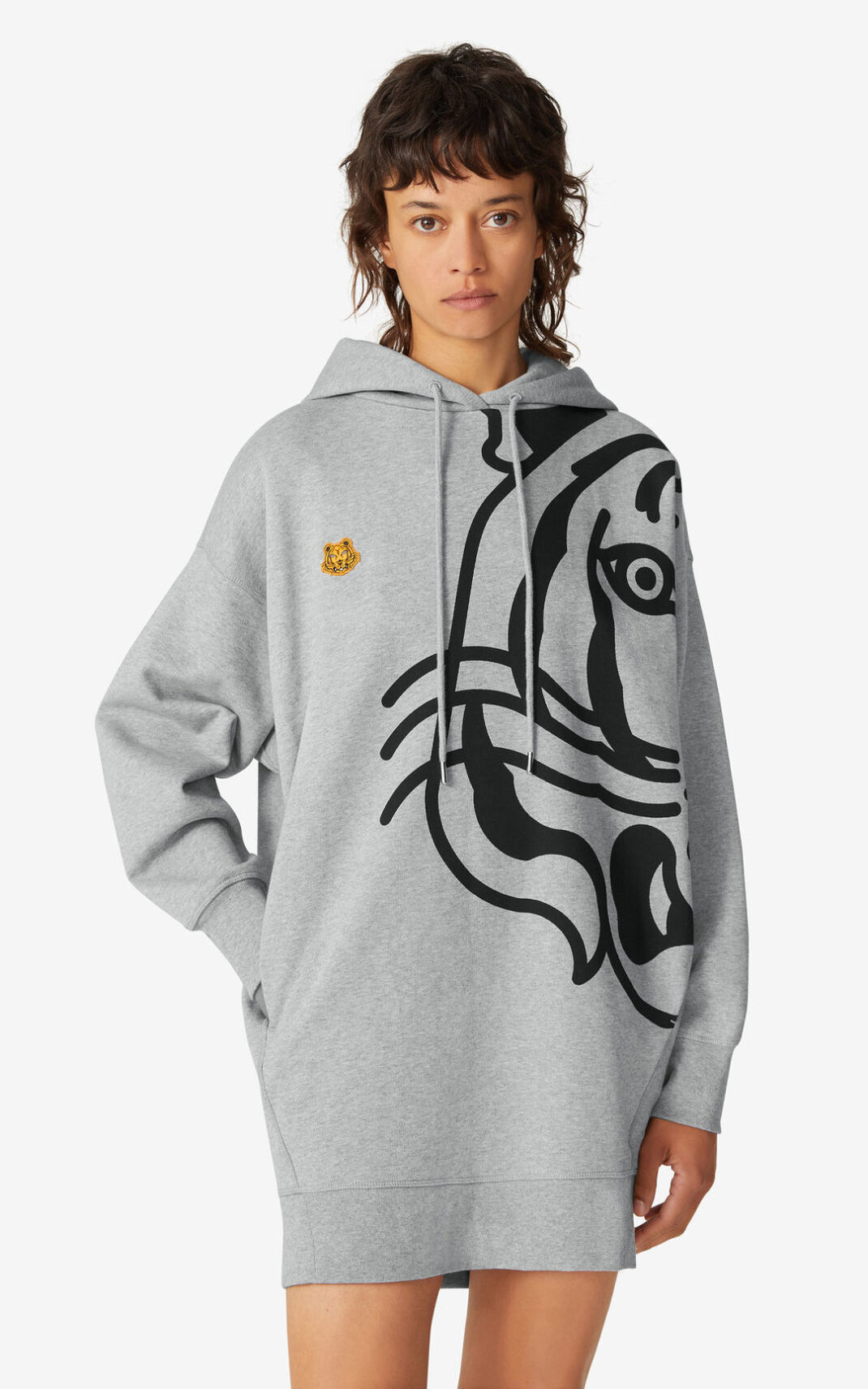 Vestido Kenzo K Tiger oversized hooded sweatshirt Feminino - Cinzentas | 679LDRAMK